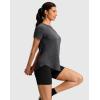 imageWomens Workout Shirts BumCovering Length Lightweight Short Sleeve Dry Fit Athletic Hiking Running Summer Tops for WomenBlack