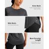 imageWomens Workout Shirts BumCovering Length Lightweight Short Sleeve Dry Fit Athletic Hiking Running Summer Tops for WomenBlack