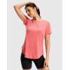 imageWomens Workout Shirts BumCovering Length Lightweight Short Sleeve Dry Fit Athletic Hiking Running Summer Tops for WomenBrick Red
