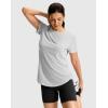 imageWomens Workout Shirts BumCovering Length Lightweight Short Sleeve Dry Fit Athletic Hiking Running Summer Tops for WomenBright Grey
