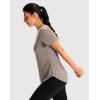 imageWomens Workout Shirts BumCovering Length Lightweight Short Sleeve Dry Fit Athletic Hiking Running Summer Tops for WomenBrown