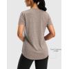 imageWomens Workout Shirts BumCovering Length Lightweight Short Sleeve Dry Fit Athletic Hiking Running Summer Tops for WomenBrown