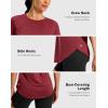imageWomens Workout Shirts BumCovering Length Lightweight Short Sleeve Dry Fit Athletic Hiking Running Summer Tops for WomenDark Red