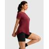 imageWomens Workout Shirts BumCovering Length Lightweight Short Sleeve Dry Fit Athletic Hiking Running Summer Tops for WomenDark Red