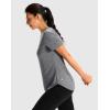 imageWomens Workout Shirts BumCovering Length Lightweight Short Sleeve Dry Fit Athletic Hiking Running Summer Tops for WomenGrey