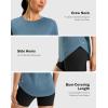 imageWomens Workout Shirts BumCovering Length Lightweight Short Sleeve Dry Fit Athletic Hiking Running Summer Tops for WomenGrey Blue
