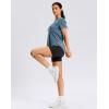imageWomens Workout Shirts BumCovering Length Lightweight Short Sleeve Dry Fit Athletic Hiking Running Summer Tops for WomenGrey Blue