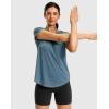 imageWomens Workout Shirts BumCovering Length Lightweight Short Sleeve Dry Fit Athletic Hiking Running Summer Tops for WomenGrey Blue