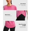 imageWomens Workout Shirts BumCovering Length Lightweight Short Sleeve Dry Fit Athletic Hiking Running Summer Tops for WomenHot Pink