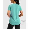 imageWomens Workout Shirts BumCovering Length Lightweight Short Sleeve Dry Fit Athletic Hiking Running Summer Tops for WomenLake Green