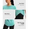 imageWomens Workout Shirts BumCovering Length Lightweight Short Sleeve Dry Fit Athletic Hiking Running Summer Tops for WomenLake Green