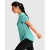 imageWomens Workout Shirts BumCovering Length Lightweight Short Sleeve Dry Fit Athletic Hiking Running Summer Tops for WomenLake Green