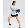 imageWomens Workout Shirts BumCovering Length Lightweight Short Sleeve Dry Fit Athletic Hiking Running Summer Tops for WomenLight Blue