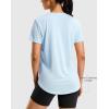 imageWomens Workout Shirts BumCovering Length Lightweight Short Sleeve Dry Fit Athletic Hiking Running Summer Tops for WomenLight Blue