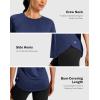 imageWomens Workout Shirts BumCovering Length Lightweight Short Sleeve Dry Fit Athletic Hiking Running Summer Tops for WomenNavy Blue