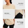imageWomens Workout Shirts BumCovering Length Lightweight Short Sleeve Dry Fit Athletic Hiking Running Summer Tops for WomenOatmeal Khaki