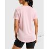 imageWomens Workout Shirts BumCovering Length Lightweight Short Sleeve Dry Fit Athletic Hiking Running Summer Tops for WomenPeach Pink