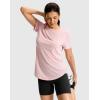 imageWomens Workout Shirts BumCovering Length Lightweight Short Sleeve Dry Fit Athletic Hiking Running Summer Tops for WomenPeach Pink