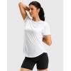 imageWomens Workout Shirts BumCovering Length Lightweight Short Sleeve Dry Fit Athletic Hiking Running Summer Tops for WomenPure White