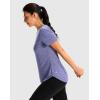 imageWomens Workout Shirts BumCovering Length Lightweight Short Sleeve Dry Fit Athletic Hiking Running Summer Tops for WomenPurple