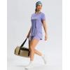 imageWomens Workout Shirts BumCovering Length Lightweight Short Sleeve Dry Fit Athletic Hiking Running Summer Tops for WomenPurple