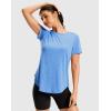 imageWomens Workout Shirts BumCovering Length Lightweight Short Sleeve Dry Fit Athletic Hiking Running Summer Tops for WomenSky Blue