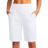 imageG Gradual Bermuda Shorts for Women 9 High Waisted 2 Big Pockets Long Knee Length Shorts for Workout Athletic Casual SummerWhite