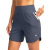 imageG Gradual Womens Athletic Shorts 6 High Waisted Stretchy Bermuda Shorts for Women Quick Dry Summer Casual ShortsGrey Blue
