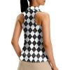 imageG Gradual Womens Golf Shirt Racerback Tank Zip Up Athletic Sleeveless Top Tennis Pickleball Cooling Polo Shirts Lightweight Grey Argyle XXLarge