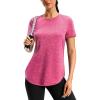 imageWomens Workout Shirts BumCovering Length Lightweight Short Sleeve Dry Fit Athletic Hiking Running Summer Tops for WomenHot Pink
