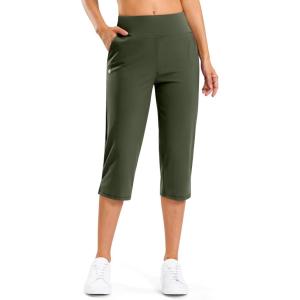 imageG Gradual 18 20 Capri Pants for Women Golf Capris 4 Pockets High Waist Stretchy Lightweight Cropped Pants for Dressy CasualArmy Green