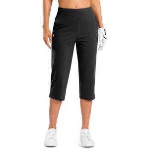 imageG Gradual 18 20 Capri Pants for Women Golf Capris 4 Pockets High Waist Stretchy Lightweight Cropped Pants for Dressy CasualBlack