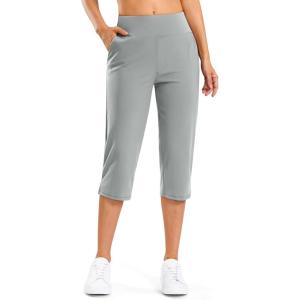 imageG Gradual 18 20 Capri Pants for Women Golf Capris 4 Pockets High Waist Stretchy Lightweight Cropped Pants for Dressy CasualBright Grey