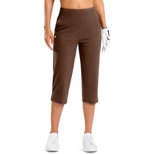 imageG Gradual 18 20 Capri Pants for Women Golf Capris 4 Pockets High Waist Stretchy Lightweight Cropped Pants for Dressy CasualBrown