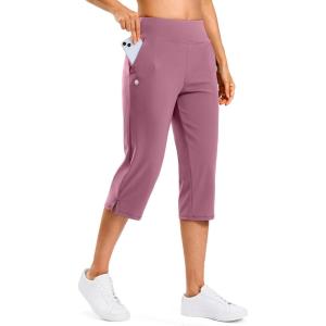imageG Gradual 18 20 Capri Pants for Women Golf Capris 4 Pockets High Waist Stretchy Lightweight Cropped Pants for Dressy CasualDark Pink