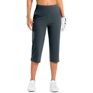 imageG Gradual 18 20 Capri Pants for Women Golf Capris 4 Pockets High Waist Stretchy Lightweight Cropped Pants for Dressy CasualDeep Grey