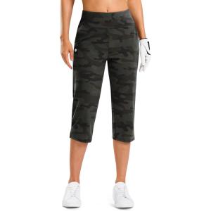 imageG Gradual 18 20 Capri Pants for Women Golf Capris 4 Pockets High Waist Stretchy Lightweight Cropped Pants for Dressy CasualGreen Camo