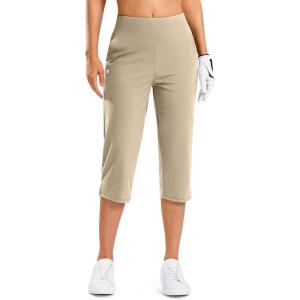 imageG Gradual 18 20 Capri Pants for Women Golf Capris 4 Pockets High Waist Stretchy Lightweight Cropped Pants for Dressy CasualKhaki