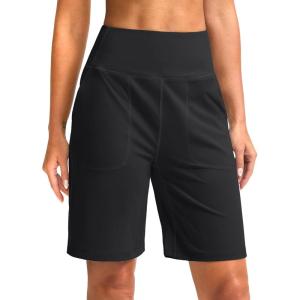 imageG Gradual Bermuda Shorts for Women 9 High Waisted 2 Big Pockets Long Knee Length Shorts for Workout Athletic Casual SummerBlack