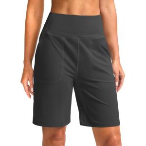 imageG Gradual Bermuda Shorts for Women 9 High Waisted 2 Big Pockets Long Knee Length Shorts for Workout Athletic Casual SummerDark Grey