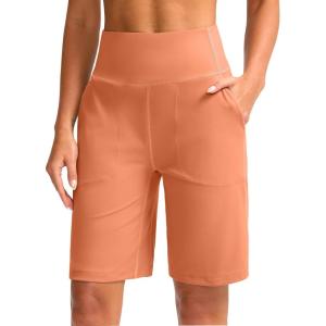 imageG Gradual Bermuda Shorts for Women 9 High Waisted 2 Big Pockets Long Knee Length Shorts for Workout Athletic Casual SummerRed Coral