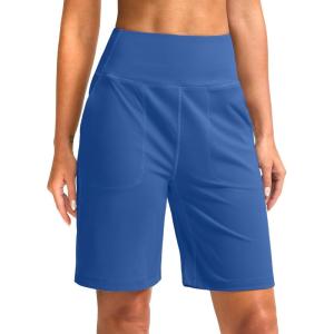 imageG Gradual Bermuda Shorts for Women 9 High Waisted 2 Big Pockets Long Knee Length Shorts for Workout Athletic Casual SummerRoyal Blue