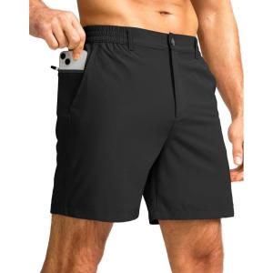 imageG Gradual Mens Casual Shorts 7 Lightweight Golf Shorts for Men Stretch with 3 Pockets Quick Dry Breathable Work ShortsBlack