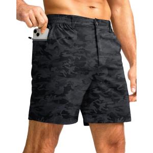 imageG Gradual Mens Casual Shorts 7 Lightweight Golf Shorts for Men Stretch with 3 Pockets Quick Dry Breathable Work ShortsBlack Camo