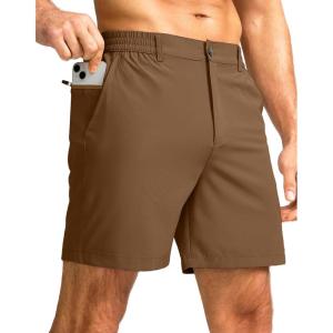imageG Gradual Mens Casual Shorts 7 Lightweight Golf Shorts for Men Stretch with 3 Pockets Quick Dry Breathable Work ShortsBrown