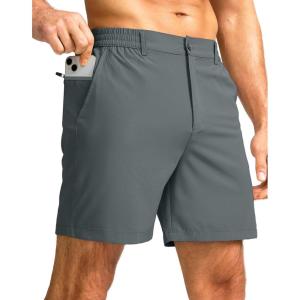 imageG Gradual Mens Casual Shorts 7 Lightweight Golf Shorts for Men Stretch with 3 Pockets Quick Dry Breathable Work ShortsDeep Grey