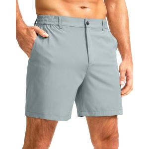 imageG Gradual Mens Casual Shorts 7 Lightweight Golf Shorts for Men Stretch with 3 Pockets Quick Dry Breathable Work ShortsLight Grey
