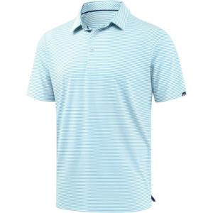 imageG Gradual Mens Golf Shirt Dry Fit Moisture Wicking Performance Short Sleeve Striped Polo Shirts for Men Dressy CasualLight Blue Stripe