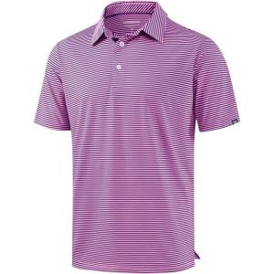 imageG Gradual Mens Golf Shirt Dry Fit Moisture Wicking Performance Short Sleeve Striped Polo Shirts for Men Dressy CasualPink Purple Stripe