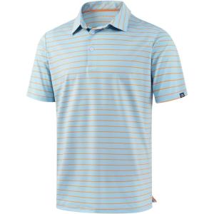 imageG Gradual Mens Golf Shirt Dry Fit Moisture Wicking Performance Short Sleeve Striped Polo Shirts for Men Dressy CasualWide Blue Orange Stripe